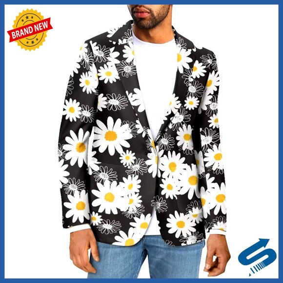Lightweight Polyester Blazer with Pockets Casual Business Sport Coat